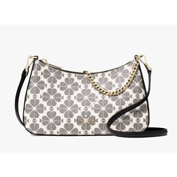 New Kate Spade Signature Spade Flower Medium Convertible Crossbody Black Multi - Picture 1 of 5